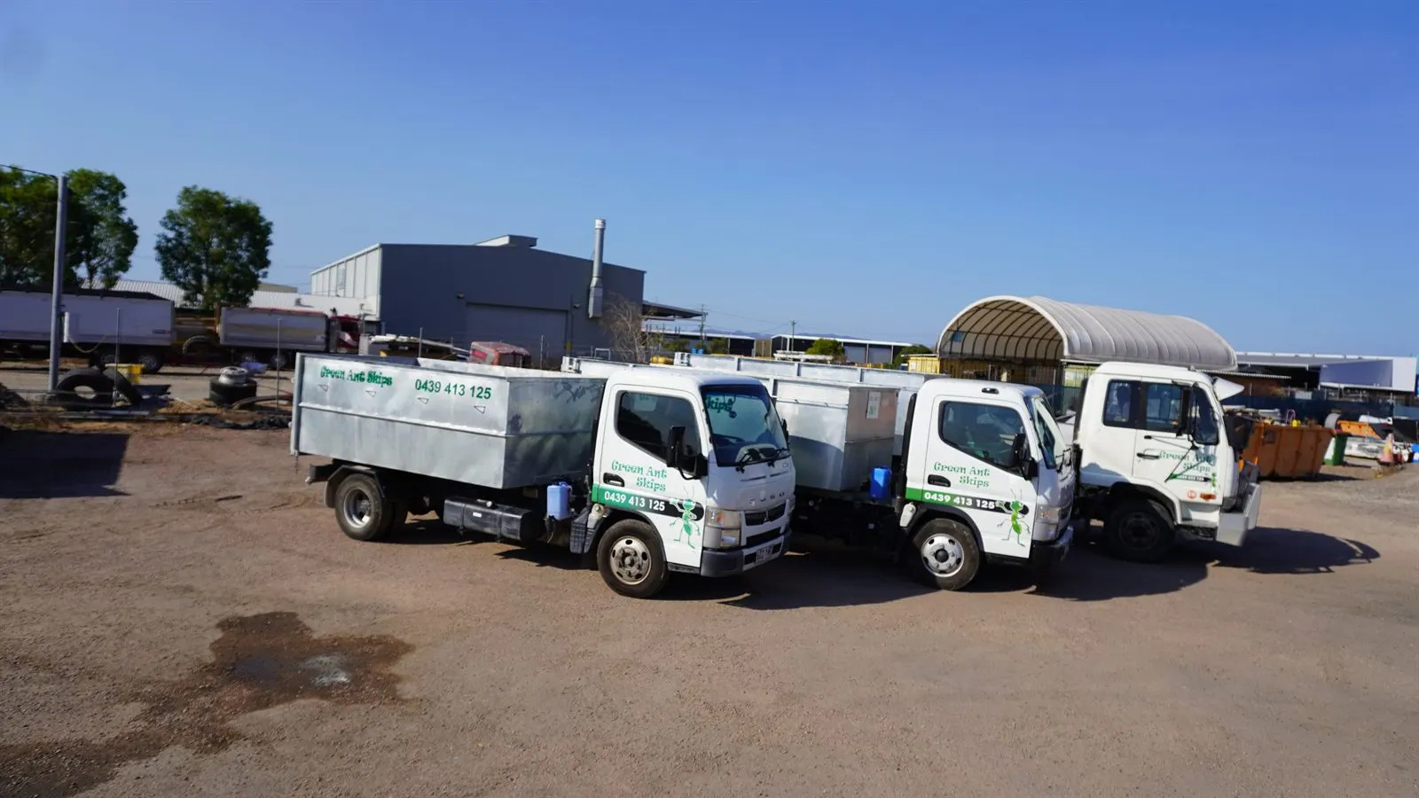 About Green Ant Skips — the truck fleet in our Townsville yard